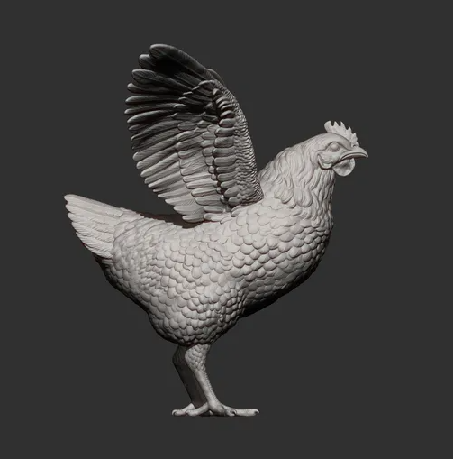 Chicken flapping its wings by Akuzmenko as 3D print