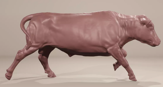 Taureau en course / figurine miniature imprimée en 3D en résine non peinte