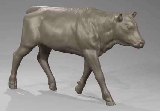 Bovin-veau "Higgins" / figurine d'animal en résine imprimée en 3D non peinte