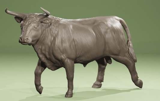 Stolzer gehender Stier / unbemalte Resin 3D Druck Tierfigur