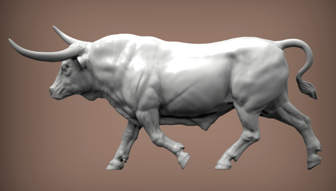 Rennendes Texas Longhorn Rind von Alexander3dart als 3D gedruckte Figur