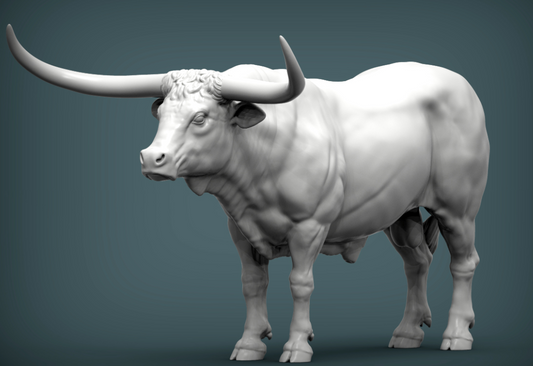 Stehendes Texas Longhorn Rind von Alexander3dart als 3D gedruckte Figur