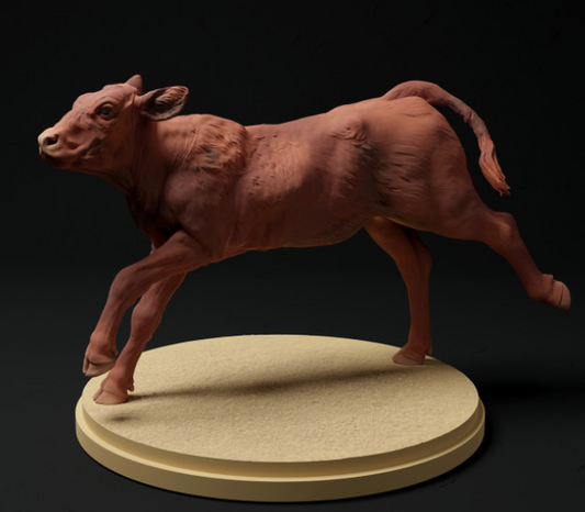 Rotes Devon Kalb Rent von Animal Den Miniatures / Modelltier