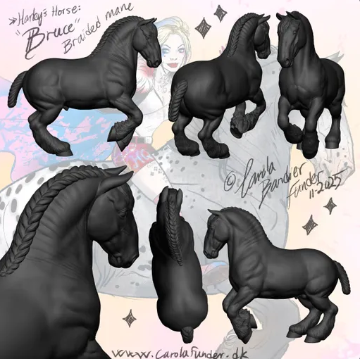 Draft Horse Hengst "Bruce" von Carola Funder als 3D Druck / 3 Mähnenversionen erhältlich