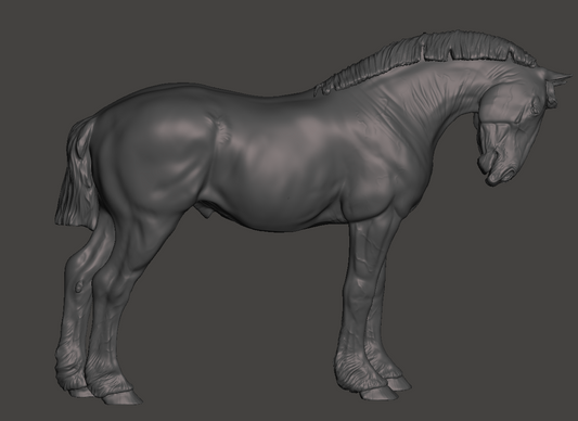 Cheval de trait étalon "Roland" à la crinière courte de Mirek_Art en impression 3D