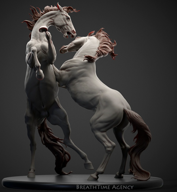 Fighting stallions from BreathTime as a model horse