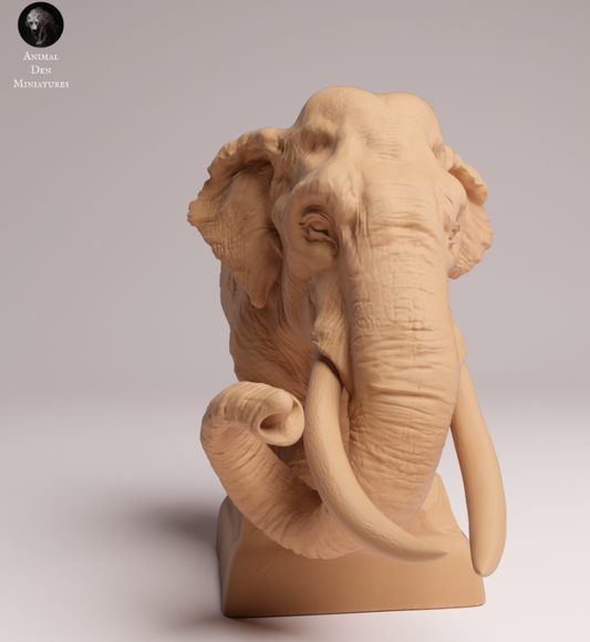 Elephant bust from Animal den miniatures as a 3D print