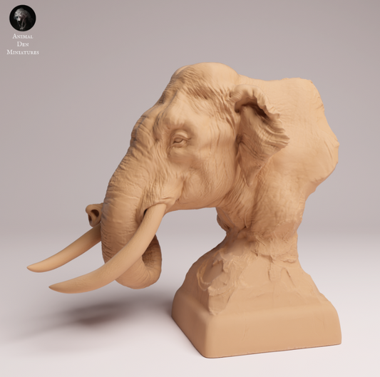 Elephant bust from Animal den miniatures as a 3D print