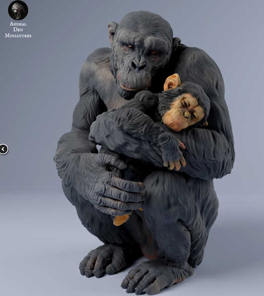 Schimpansen Mutter mit Baby von Animal den miniatures