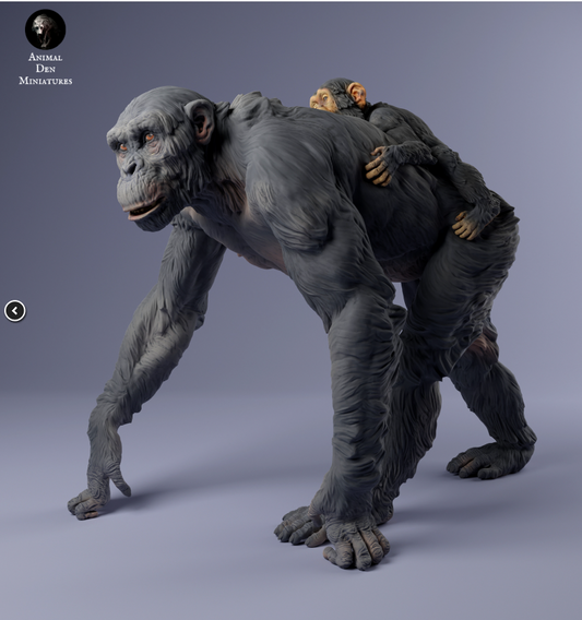 Chimpanzee with Baby by Animal Den Miniatures