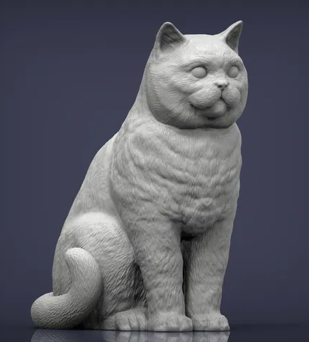 Sitzende Britische Kurzhaarkatze von Alexander3dart / Als Miniatur-Tierfigur