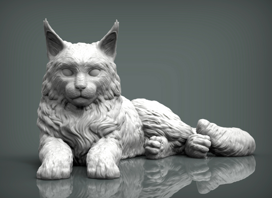 Liegende Maine Coon Katze von Alexander3dart / Als Miniatur-Tierfigur