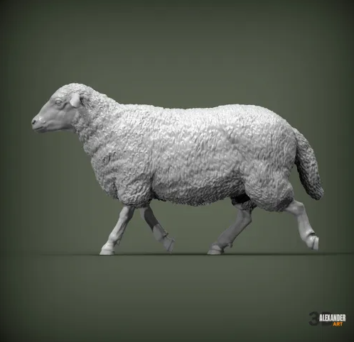 Rennendes Schaf von Alexander3dart / Als unbemalte Miniatur-Tierfigur