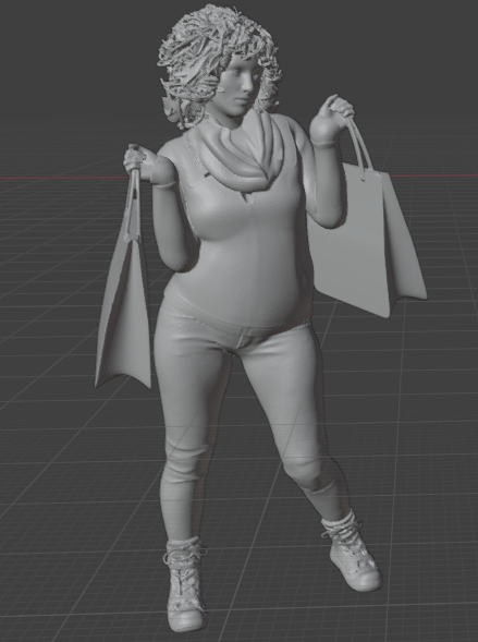 Femme avec cabas (Pose n°14) figurine miniature en résine imprimée en 3D non peinte