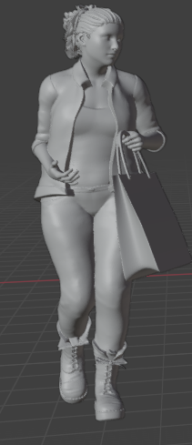 Woman with shopping bags V3 (Pose No.21) / unpainted resin 3D print miniature figure