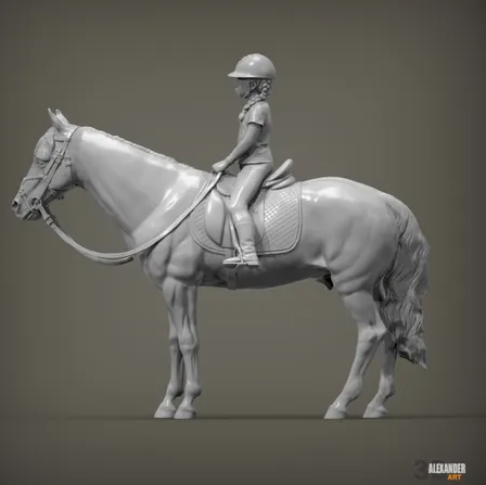 Child on horse by Alexander3dart / unpainted resin 3D print