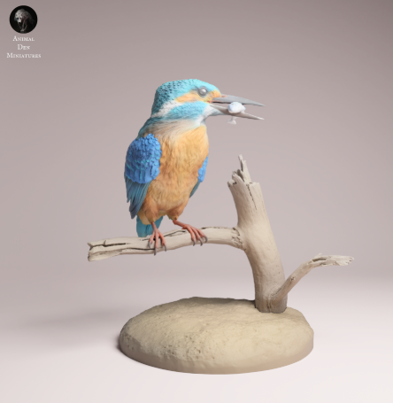 Eisvogel sitz auf Ast von Animal Den Miniatures