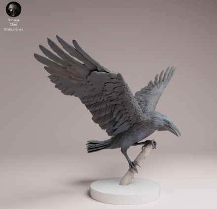 Rabe landet auf Ast von Animal Den Miniatures