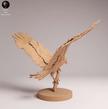 Rabe landet auf Ast von Animal Den Miniatures