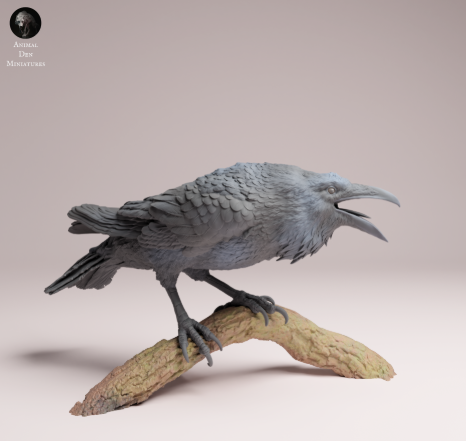 Rabe sitz auf Ast von Animal Den Miniatures