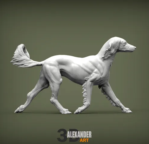 Rennender Saluki von Alexander3dart / unbemalter Resin Druck