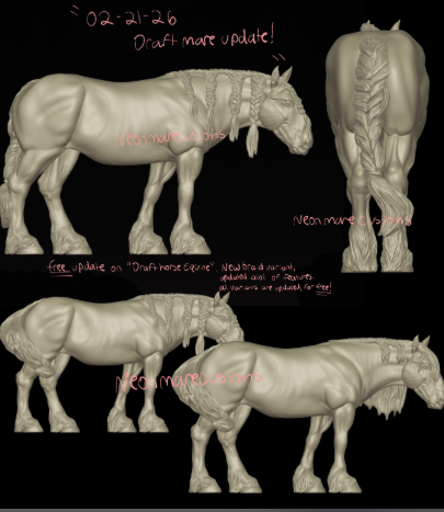 Draft Horse Mare by neonmarecustoms as 3D Printed Model Horse