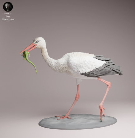 Fressender Storch von Animal den Miniatures / unbemalter Resin Druck