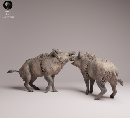 Kämpfende Wildschweine / unbemalte Resin Miniaturtiere