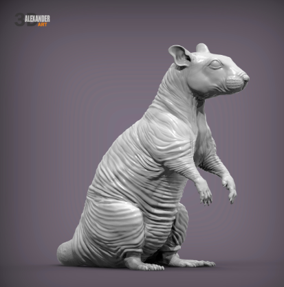 Sphinx-Ratte auf den Hinterbeinen stehend von Alexander3dart als 3D Druck