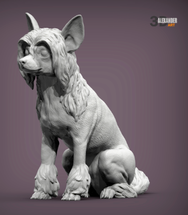 Chinese Crested sitzt von Alexander3dArt