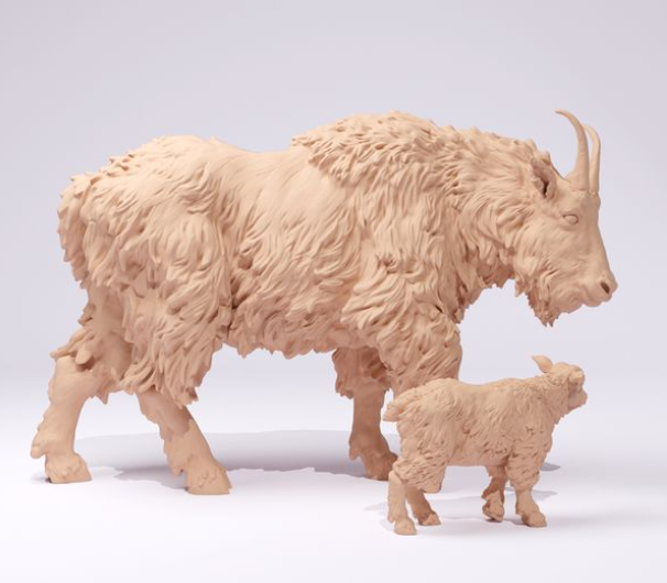 Mountain goat mother with kid No. 1 from Animal den miniatures