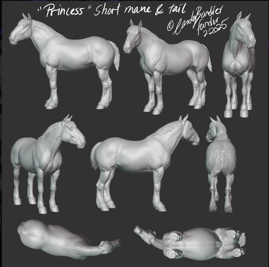 Cheval de trait « Princesse » à crinière courte par Carola Funder en impression 3D