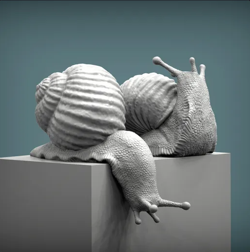 Schnecken Pärchen auf Würfel von Akuzmenko als 3D Druck