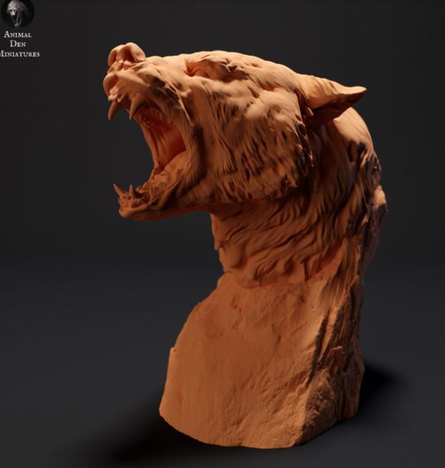 Black bear bust from Animal den miniatures as 3D print
