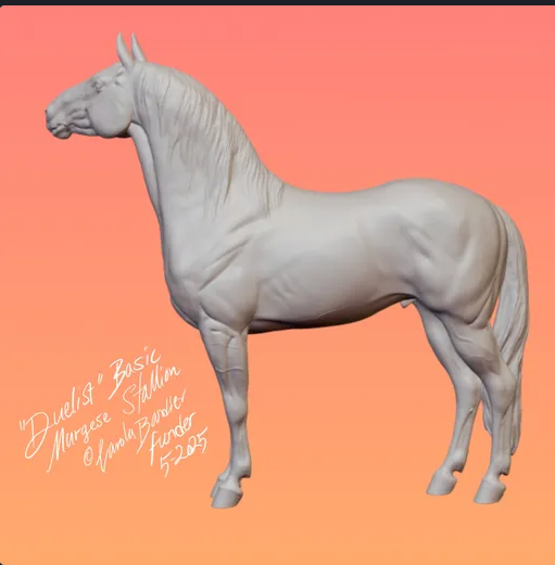 Murgese stallion "Duelist" by Carola Funder as 3D print / long mane version