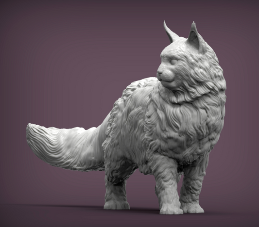 Chat Maine Coon regardant sur le côté par Azukmenko en impression 3D
