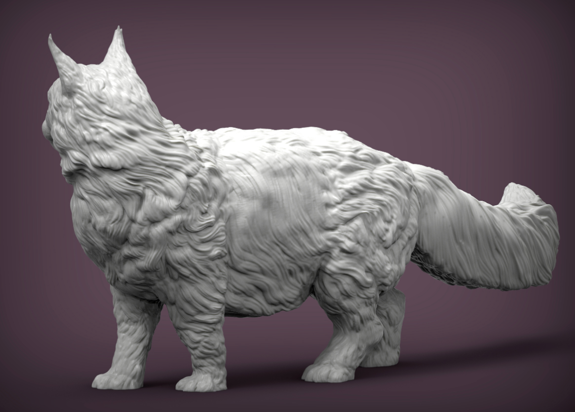 Maine Coon Katze guckt zur Seite von Azukmenko als 3D Druck