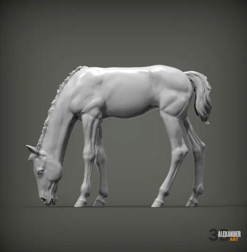 Grazing foal of Azukmenko as 3D print