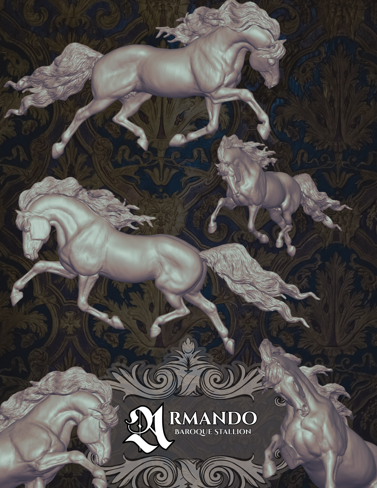 Rennender Andalusierhengst "Armando" von Aislinn Brender Ford als 3D Druck