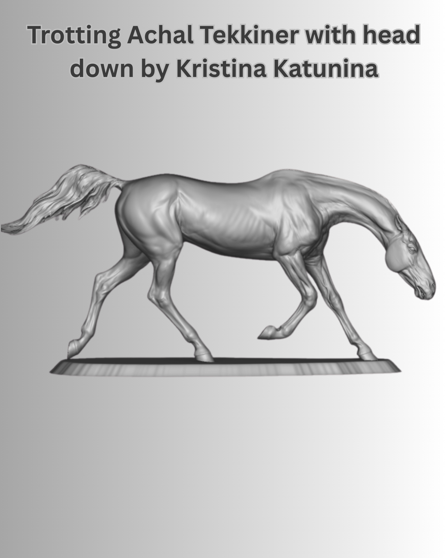 Akhal-Teke au trot avec la tête inclinée par Kristina Katunina en impression 3D