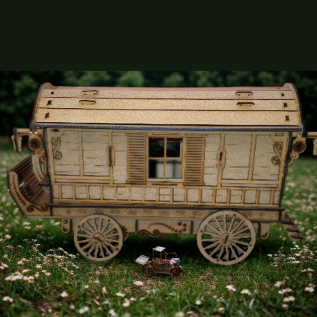 Beweglicher Gypsy Wagen Zirkuswagen / Modellbausatz aus Holz