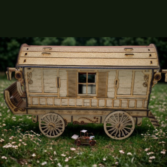 Beweglicher Gypsy Wagen Zirkuswagen / Modellbausatz aus Holz
