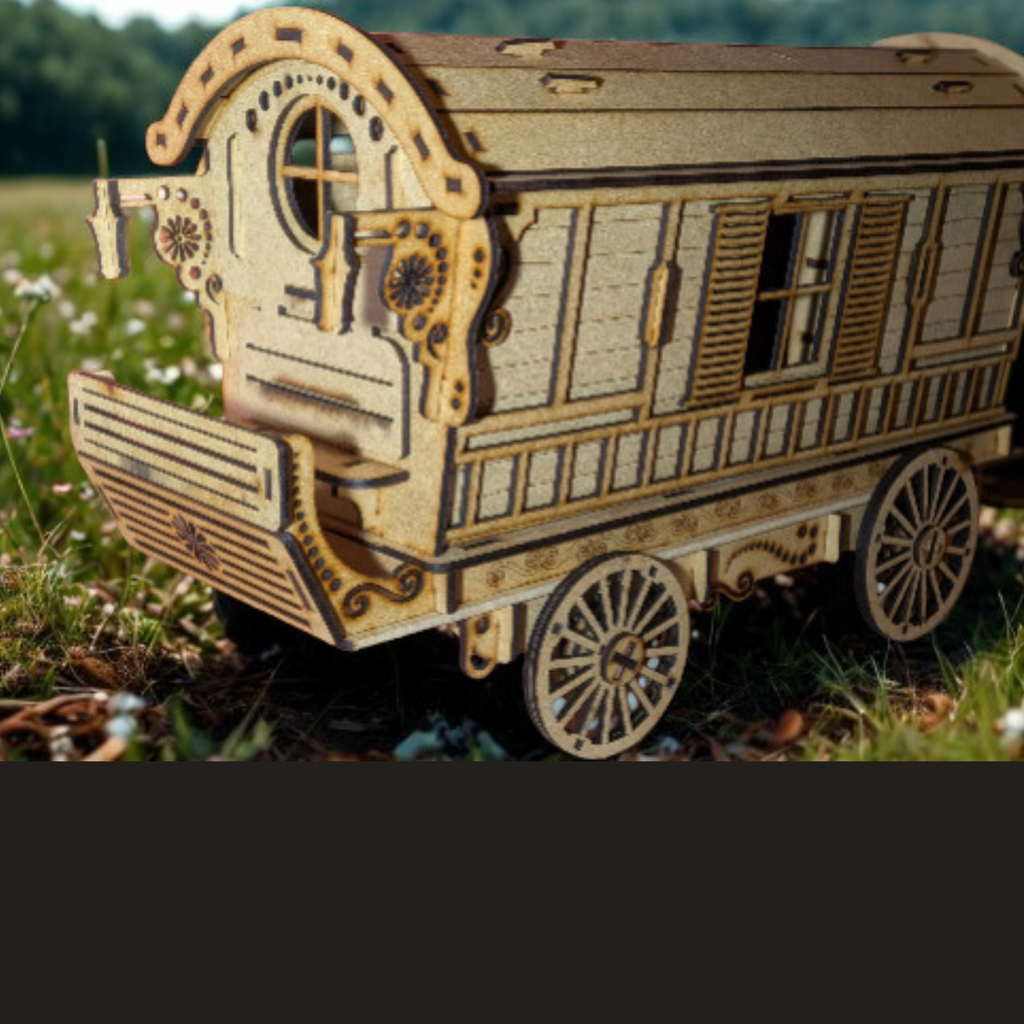 Beweglicher Gypsy Wagen Zirkuswagen / Modellbausatz aus Holz
