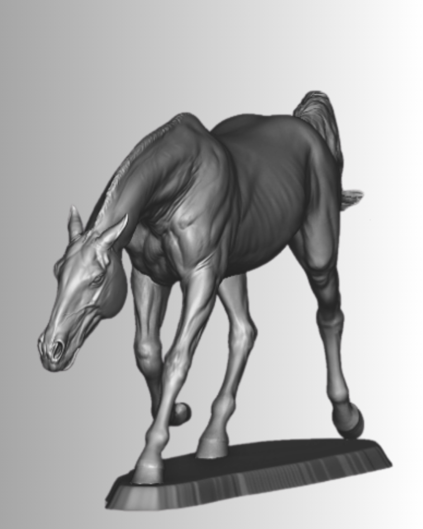 Akhal-Teke au trot avec la tête inclinée par Kristina Katunina en impression 3D