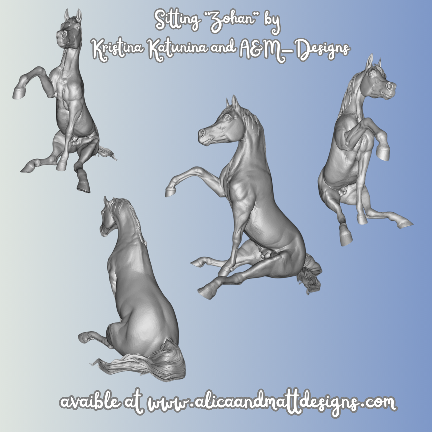 Sitting Arabian stallion "Sitting Zohan" by Kristina Katunina and A&amp;M-Designs as 3D print