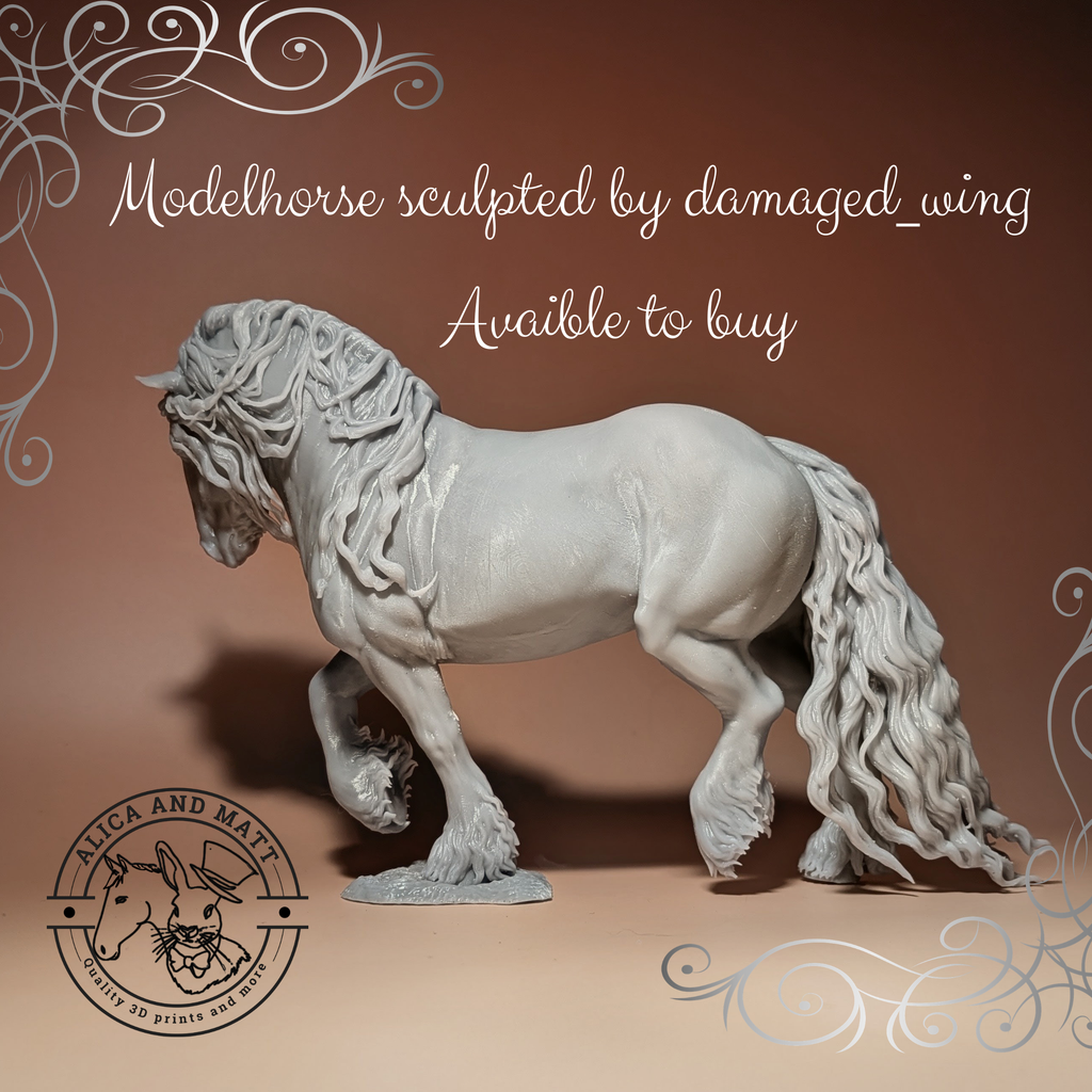 Romantische Cob Stute von Damaged_wing / 3D Druck Resin Modellpferd