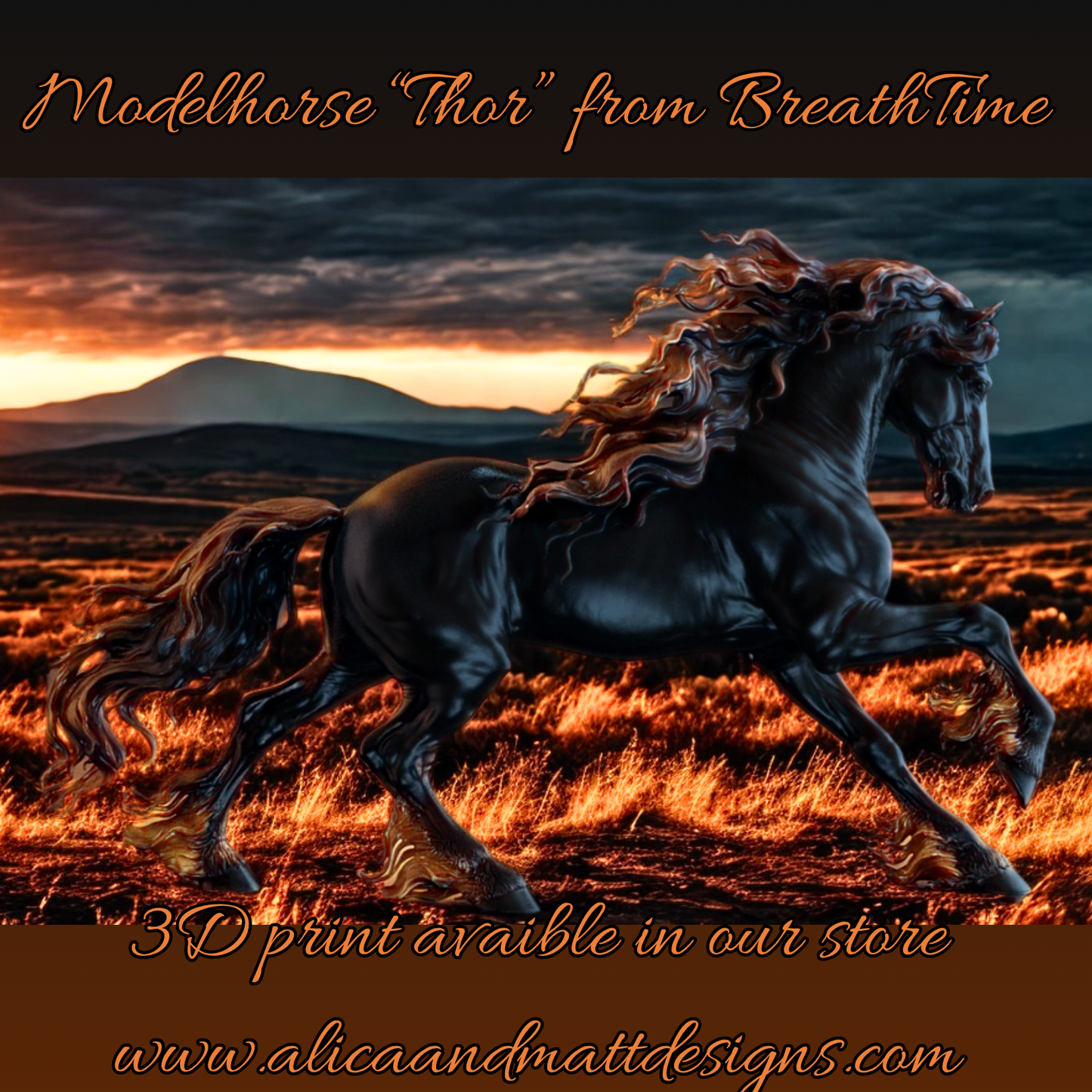 Galloping Friesian stallion by BreathTime as 3D print