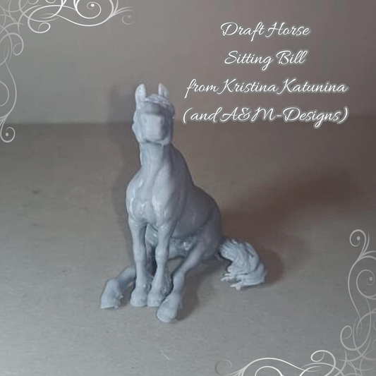 Sitting Draft Horse Stallion "Sitting Bill" by Kristina Katunina and A&amp;M-Designs as 3D print