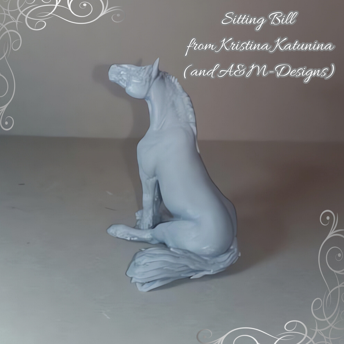 Sitting Draft Horse Stallion "Sitting Bill" by Kristina Katunina and A&amp;M-Designs as 3D print