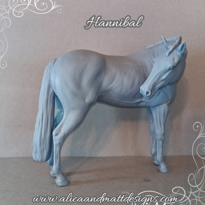 Hengst Hannibal mit geflochtenem Schweif-Zopf als 3D Druck